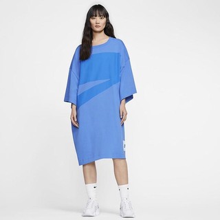 Rochie Nike Sportswear NSW Oversized Maneca Scurta Dama Albastri Albi | ANUZ-49167